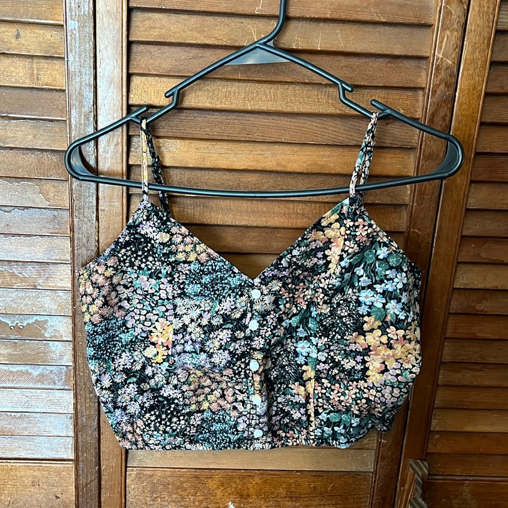 American Eagle floral crop tank